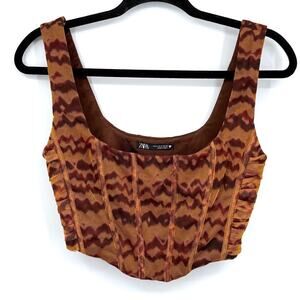 Zara Corset‎ Women's M Y2K Festival Mesh Streetwear Mobwife Chocolate Brown Boho